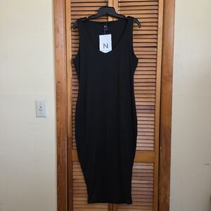 NWT N By Naked Wardrobe Women's Bodycon Midi Little Black Dress Size 1X